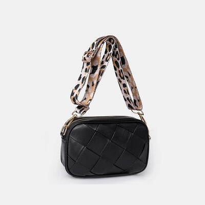 BEAUTIFUL I AM PU Leather Woven Crossbody Bag