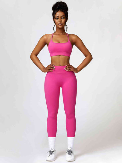 BEAUTIFUL I AM Sport Bra and Leggings Active Wear Set