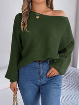 BEAUTIFUL I AM One-Shoulder Lantern Sleeve Sweater