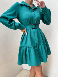 BEAUTIFUL I AM Collared Lantern Sleeve Mini Dress