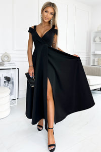 BEAUTIFUL I AM Cold-Shoulder Surplice Neck Maxi Dress