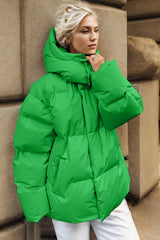 BEAUTIFUL I AM Pocketed Zip Up Hooded Puffer Jacket