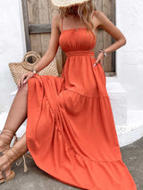 BEAUTIFUL I AM Spaghetti Strap Cutout Tie Back Maxi Dress