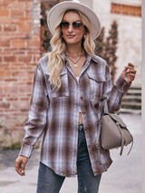 BEAUTIFUL I AM Plaid Dropped Shoulder Longline Shirt