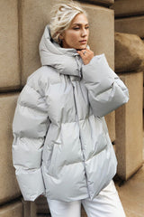 BEAUTIFUL I AM Pocketed Zip Up Hooded Puffer Jacket