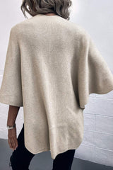 BEAUTIFUL I AM Surplice Neck Pom-Pom Trim Poncho