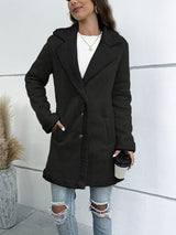 BEAUTIFUL I AM Contrast Button Up Lapel Collar Long Sleeve Jacket Coat