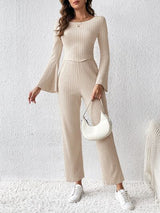 BEAUTIFUL I AM Ribbed Flare Sleeve Top and Pants Set