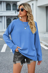 BEAUTIFUL I AM Round Neck Dropped Shoulder Sweater