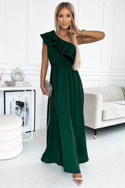 BEAUTIFUL I AM One-Shoulder Ruffled Maxi Dress