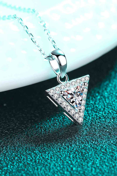 BEAUTIFUL I AM 925 Sterling Silver Triangle Moissanite Jewelry Pendant Necklace