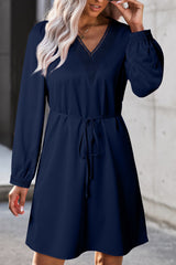 BEAUTIFUL I AM V-Neck Long Sleeve Mini Dress