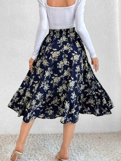 BEAUTIFUL I AM Printed Ruffle Hem Midi Skirt Dress