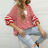 BEAUTIFUL I AM Striped Button Down Long Sleeve Cardigan