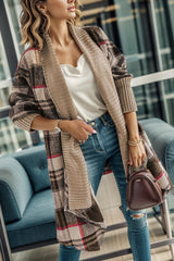 BEAUTIFUL I AM Plaid Open Front Long Sleeve Cardigan