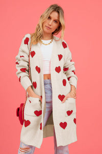 BEAUTIFUL I AM Heart Graphic Open Front Cardigan with Pockets