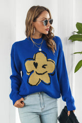 BEAUTIFUL I AM Flower Graphic Drop Shoulder Sweater