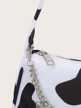 BEAUTIFUL I AM Cow Print Butterfly Charm Shoulder Bag