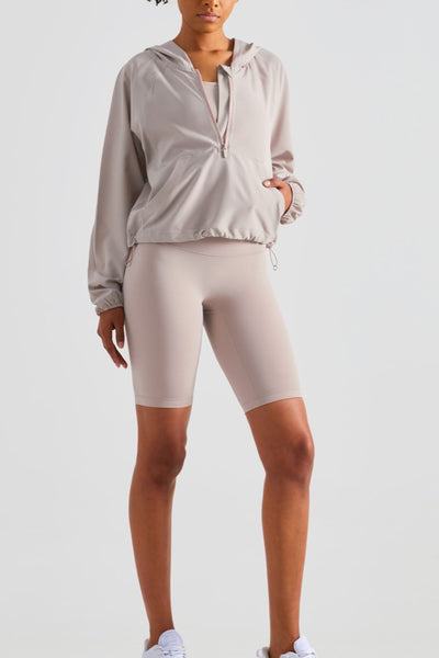 BEAUTIFUL I AM Half-Zip Hooded Sports Active Wear Top