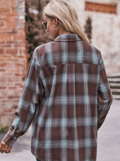 BEAUTIFUL I AM Plaid Dropped Shoulder Longline Shirt