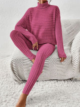 BEAUTIFUL I AM Ribbed Turtleneck Top and Pants Set