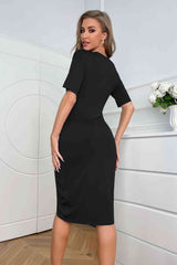 BEAUTIFUL I AM Ruched Short Sleeve Dress