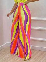 BEAUTIFUL I AM Printed Surplice Top and Wide Leg Pants Set