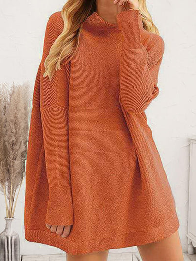 BEAUTIFUL I AM Round Neck Long Sleeve Sweater Dress