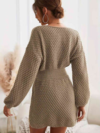 BEAUTIFUL I AM Round Neck Long Sleeve Sweater Dress