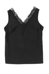 BEAUTIFUL I AM Lace Detail V-Neck Tank Shirt