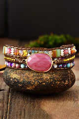 BEAUTIFUL I AM Handmade Crystal Beaded Natural Stone Bracelet Jewelry