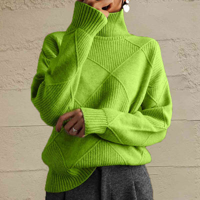 BEAUTIFUL I AM Geometric Turtleneck Long Sleeve Sweater