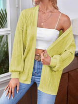 BEAUTIFUL I AM Open Front Lantern Sleeve Cardigan