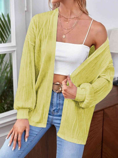 BEAUTIFUL I AM Open Front Lantern Sleeve Cardigan