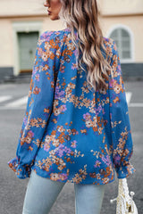 BEAUTIFUL I AM Floral Print Flounce Sleeve Blouse Shirt