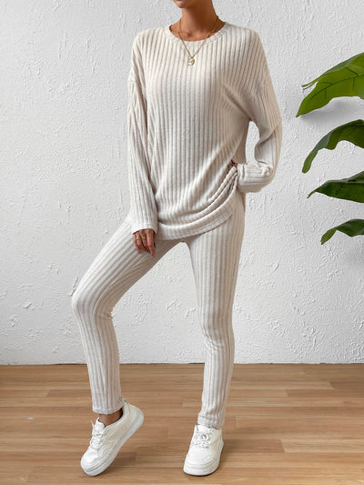 BEAUTIFUL I AM Ribbed Top Lounge Pants Set