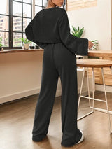 BEAUTIFUL I AM Ribbed Round Neck Top and Drawstring Pants Set