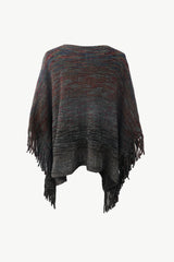 BEAUTIFUL I AM Round Neck Fringe Detail Poncho