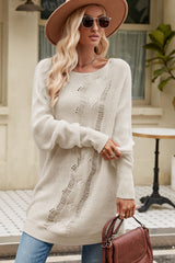 BEAUTIFUL I AM Boat Neck Dropped Shoulder Knit Top Sweater