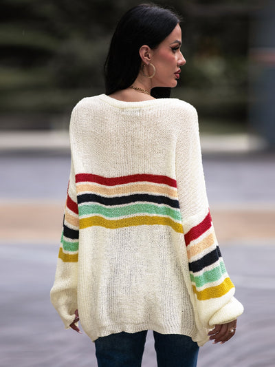 BEAUTIFUL I AM Striped Round Neck Sweater