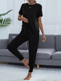 BEAUTIFUL I AM Round Neck Short Sleeve Top and Pants Set