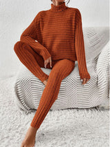 BEAUTIFUL I AM Ribbed Turtleneck Top and Pants Set