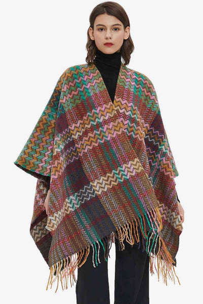 BEAUTIFUL I AM Plaid Fringe Detail Scarf