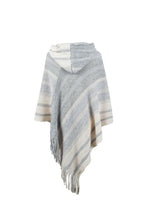 BEAUTIFUL I AM Striped Fringe Hem Hooded Poncho