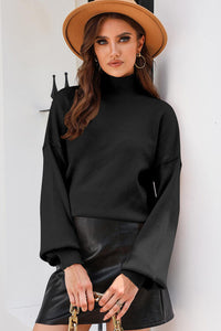 BEAUTIFUL I AM Turtleneck Lantern Sleeve Sweater