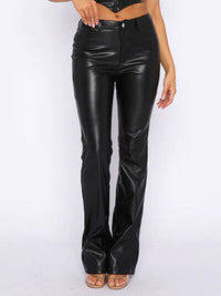 BEAUTIFUL I AM PU Leather High Waist Straight Pants