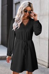 BEAUTIFUL I AM V-Neck Long Sleeve Mini Dress