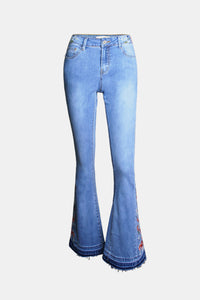 BEAUTIFUL I AM Full Size Button Fly Raw Hem Flare Jeans