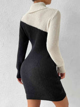 BEAUTIFUL I AM Contrast Turtleneck Sweater Dress