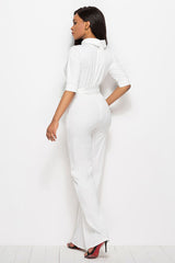 BEAUTIFUL I AM Mock Neck Tie-Waist Half Sleeve Pants Jumpsuit